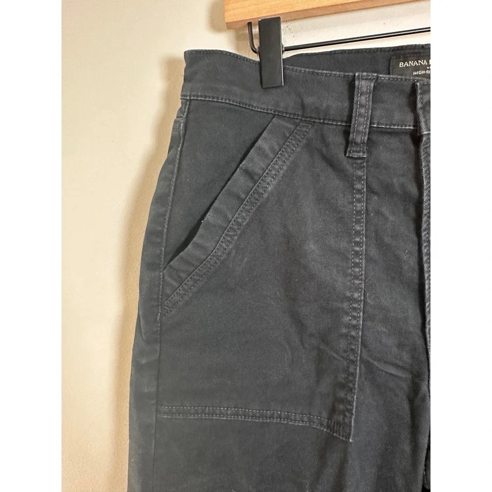 Banana Republic‎ Womens High Rise Slim Cargo Jean Black Utility Denim Size 30/10